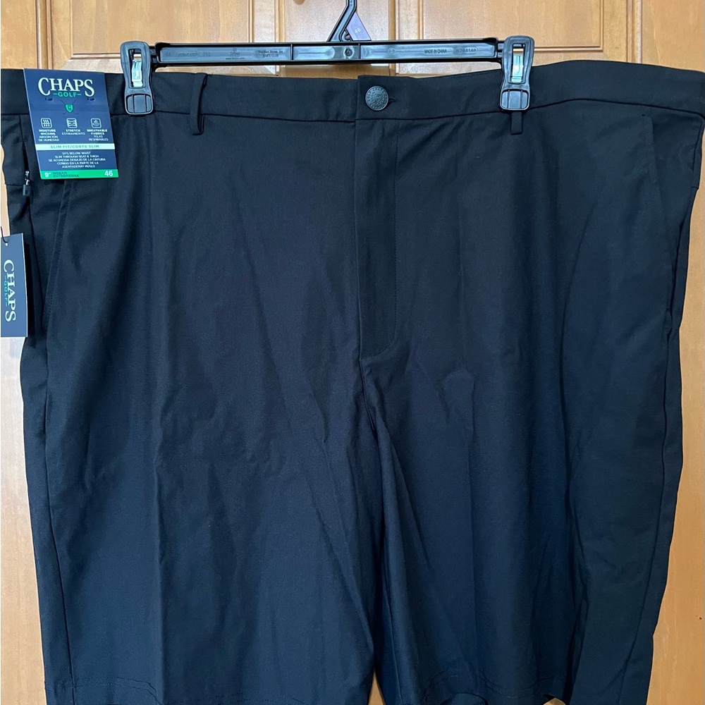 Chaps Men's Classic Black Flat Front Golf Shorts, Size 40